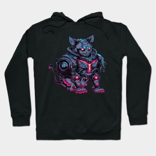 Mechatronic Feline: Cyberpunk Cat from the Future Hoodie